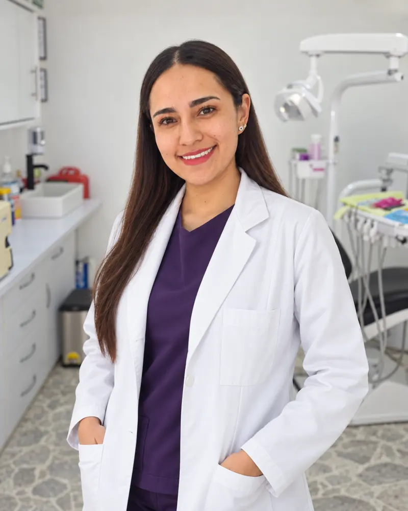 Dra. Karen Ortiz Torres sonriendo en su consultorio dental en Querétaro